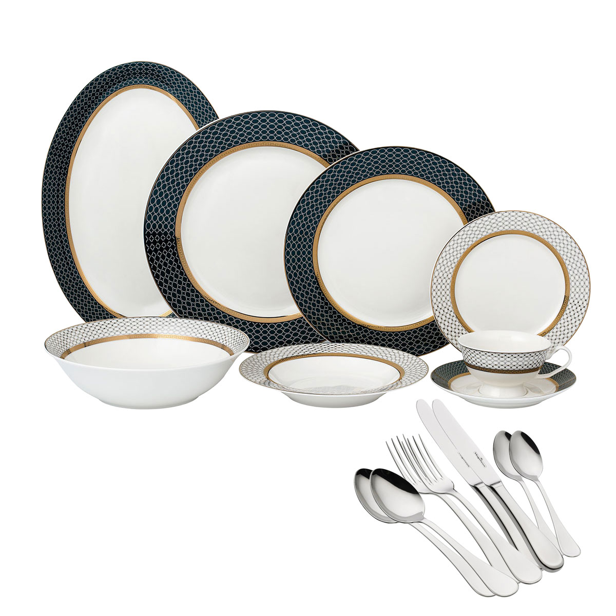 gold-GFP-1466-1 GOLD porcelanski servis za ručavanje + 2x Escajg Nuria